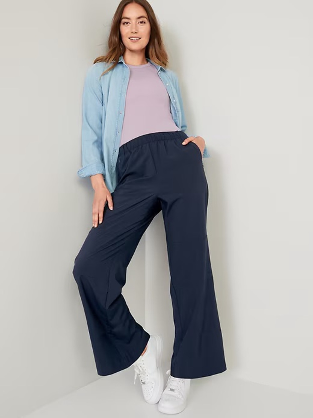 Old Navy Navy Elastic-Waist Wide-Leg Pants